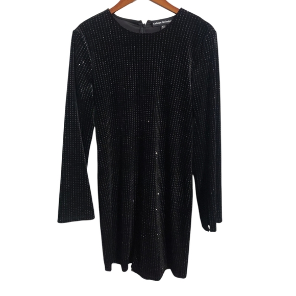 Catherine Malandrino Womens Long Open Sleeve Velvet Dress Black/Silver Size M - Picture 2 of 11